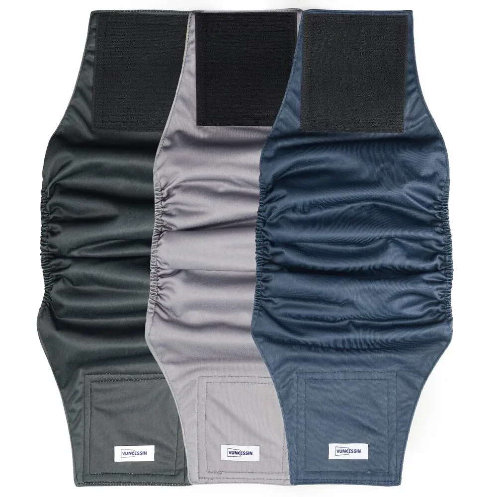 Washable Dog Diapers Male Large Belly Bands Reusable 3 Pack -Blue,Black and Navy